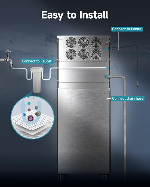 EUHOMY Commercial Ice Maker Machine,600lbs/24H,Industrial Ice Machine with 300lbs Storage Bin,Ice Ready in 10-15 Mins,SECOP Compressor&ETL,Stainless Steel Ice Maker for Bar/Cafe/Restaurant/Business