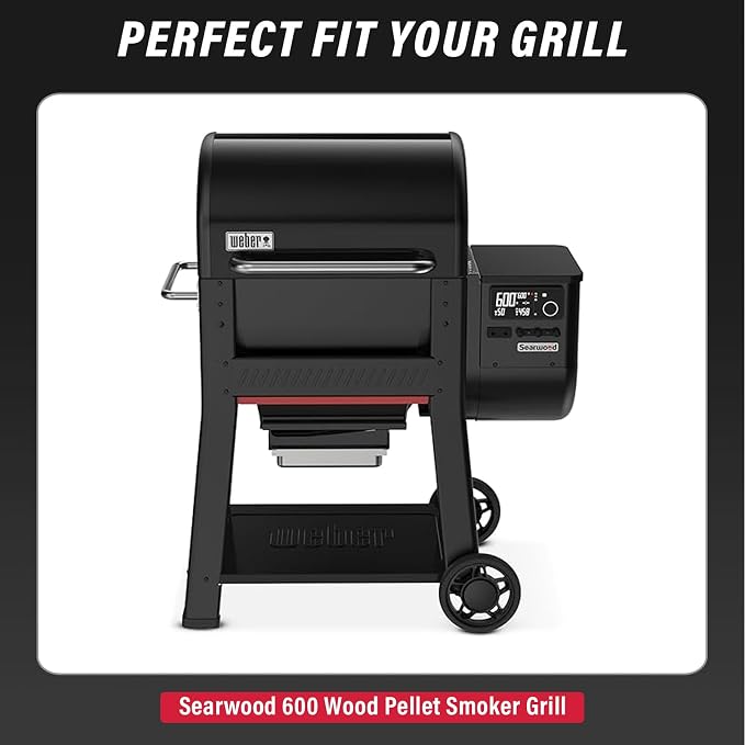 Utheer Folding Front Shelf for Weber Searwood 600 Pellet Grill, 23" x 12.5" Heavy-Duty Steel BBQ Prep Table, 60 LB Load, Space-Saving Front Grill Shelf, Weber Searwood 600 Accessories