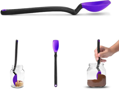 Dreamfarm Mini Supoon Non-Stick Sit-Up Silicone Scraping Cooking Spoon, Jar Scraper Measures 5ml Tsp - 8" Purple