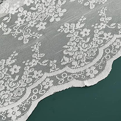 White Lace Shower Curtain 72x72, Vintage with Attached Valance, 1 Panel