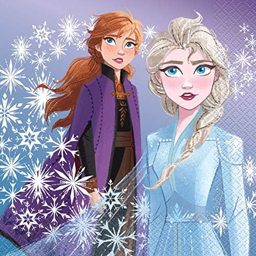 Unique Disney Frozen Elsa Anna Party Supplies Bundle Pack for 16 includes 16 Dessert Plates, 16 Napkins, 16 Cups, 1 Table Cover, 1 Dinosaur Sticker Sheets
