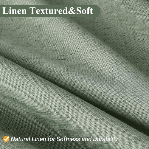 Naturoom Linen Shower Curtain 72 Inch Long for Bathroom Light Sage 1 Panel