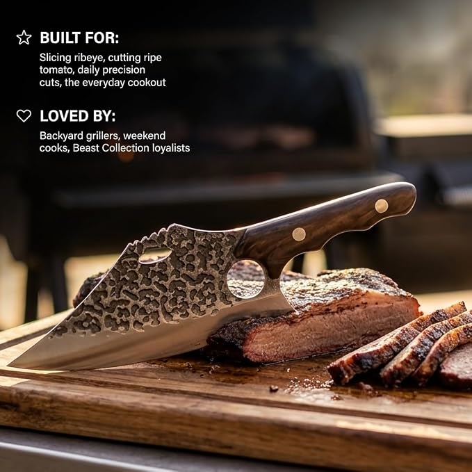 COOLINA Gator Butcher Knife – Hand-Forged High-Carbon Steel, 7.6 Inch, for Meat Processing, Hunting & Outdoor Cooking