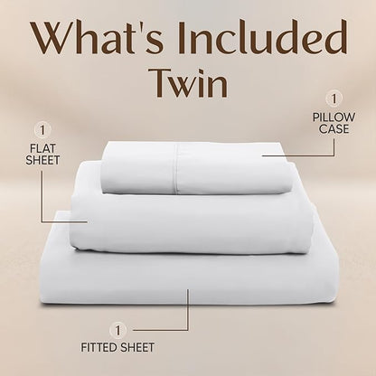 Utopia Bedding Twin Sheet Set – 3 Piece Bed Sheets for Twin Size Bed, Soft and Breathable Microfiber, Includes 1 Fitted Sheet, 1 Flat Sheet and 1 Pillowcase – Oeko Tex (White)