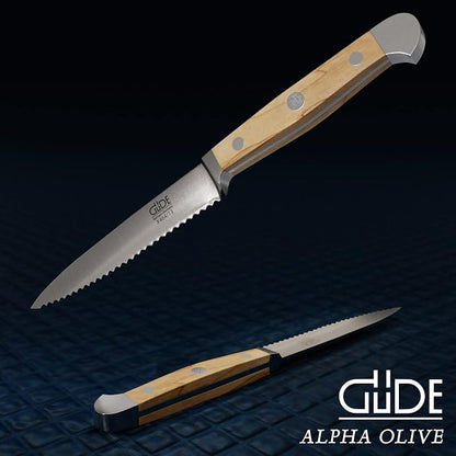 Guede Alpha Olive Series Hand Forged Hand Sharpened Stainless Steel Olive-Wood Handle Tomato Knife, 5-Inch