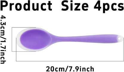 4Pcs Silicone Cooking Spoon, Heat-Resistant Nonstick Silicone Spoon for Stirring, Mixing, Cooking, Baking and Daily Use(Purple)