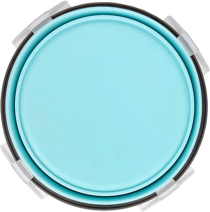 CARTINTS 1200ml Large Collapsible Meal Prep Containers, Reusable Silicone Food Storage Containers, Stackable Fridge Storage Containers, With Leakproof Lids, Microwave and Freezer Safe, Blue