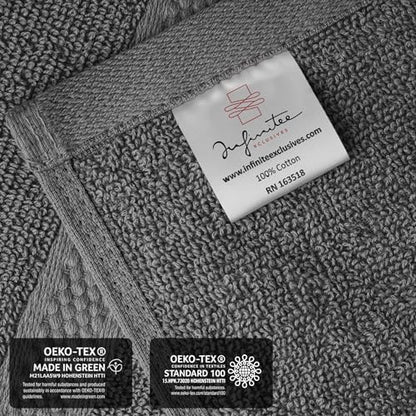 Infinitee Xclusives 100% Cotton Luxury Wash Cloths for Showering - 4 Pack