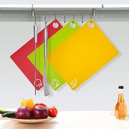 GoodLuck 4 Pieces Flexible Cutting Boards with Hanging Hole, BPA Free Plastic Cutting Boards for Kitchen, Non Slip Cutting Mat for Meat and Vegetables