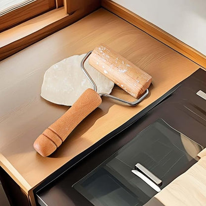 Stainless Steel & Beechwood Rolling Pin with Adjustable Thickness - Ergonomic Dumpling/Pasta Maker、Pizza, Kitchen Tool for Home Chefs, Dishwasher Safe & Rustproof Design (Y)