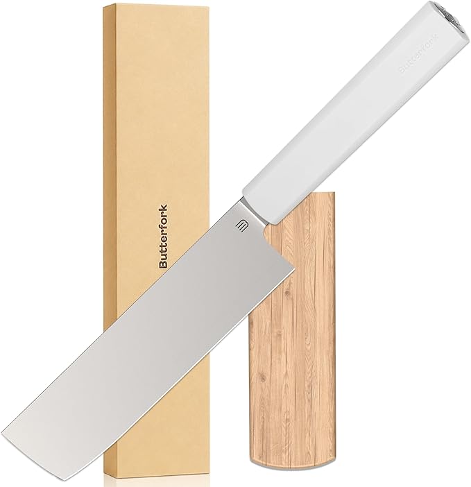 6 Inch Nakiri Knife, AR-RPM9 Steel & Replaceable Handle, Multipurpose Meat Cleaver Vegetable Chef Knife with Oak Sheath, Gift for Home Chefs