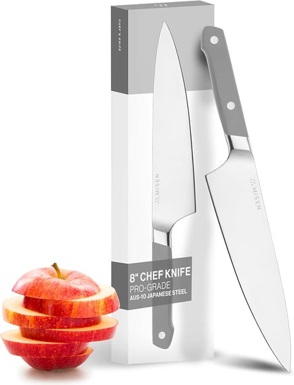 Misen 8 Inch Chef Knife, AUS-10 Japanese Stainless Steel - Gray