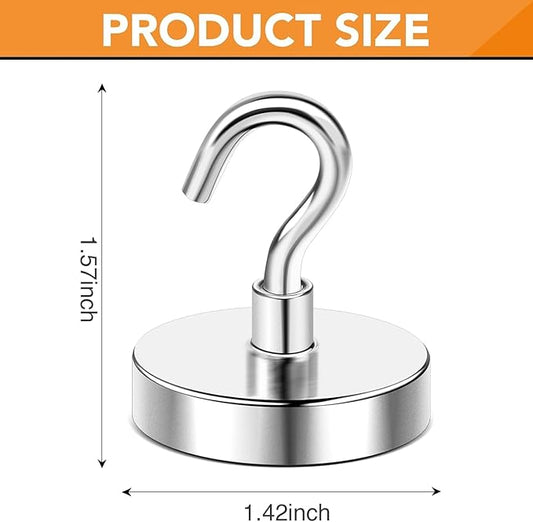 DIYMAG Magnetic Hooks, 170 LB Heavy Duty Strong Magnet with Hook, Rare Earth Neodymium Magnets for Hanging, Magnetics Hanger for Curtain, Home, Kitchen, Workplace,Silver 20 Packs