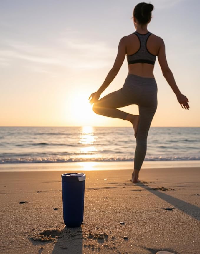 Insulated Stainless Steel Coffee Tumbler, 16.9 oz, Double-wall Insulated, Leakproof, BPA Free (NAVY)