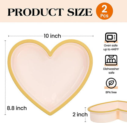 FUNBAKY Metal Reinforced Frame Silicone Heart Shaped Cake Pans - 10 Inch, Nonstick Molds for Cake Pan, Reusable and Easy to Release, Food Grade Silicone for Oven, Dishwasher, Freezer (2 Pack)