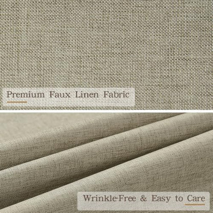 Furlinic No Hook Shower Curtain Scalloped Boho Taupe Linen Fabric 96 Inch