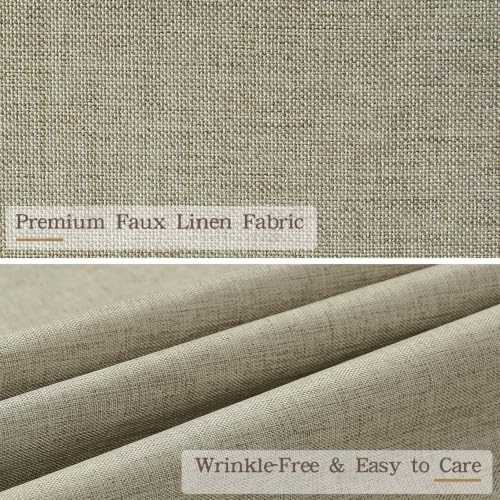 Furlinic Scalloped Shower Curtain No Hook Boho 78x75 Extra Wide Linen Taupe