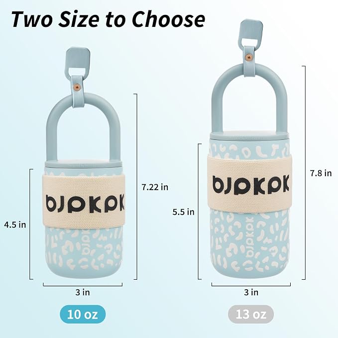 BJPKPK 10oz Insulated Stainless Steel Loop Tumbler With Lid And Handle Travel Coffee Mug Thermal Cup,Light Blue Leopard