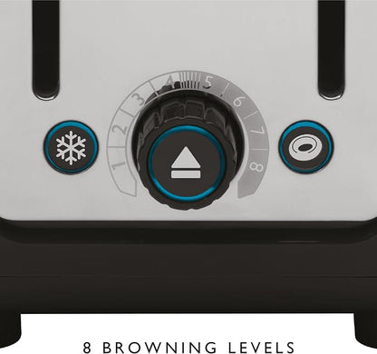 Dualit Design Series 2 Slice Toaster | Polished Stainless Steel with Black Trim | Extra-Wide Slots – Peek and Pop Function – Patented Perfect Toast Technology – Matching Kettle Available
