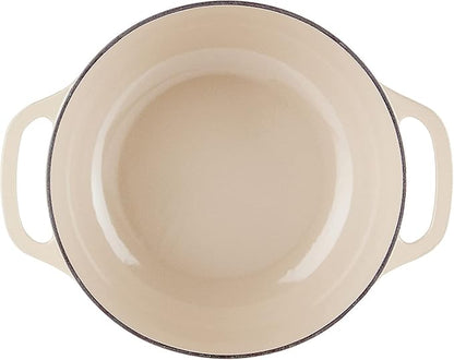 Lodge Essential Enamel Cast Iron Dutch Oven with Lid 7.5 Quart - Oven-Safe Enamel Cookware up to 500° F - Heat-Retaining Braising & Roasting Pot - Non-Toxic Cookware - Sandalwood