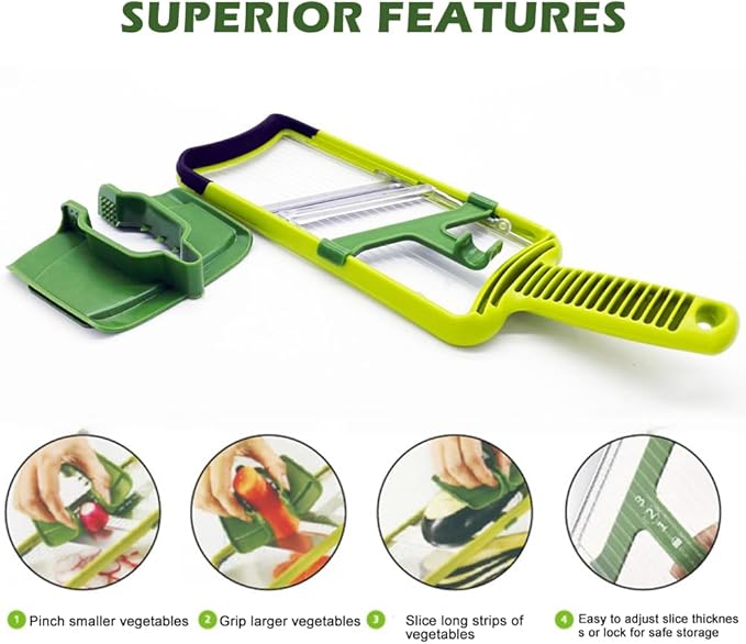 Multi Handheld Mandoline Slicer, Stainless Steel Professional Vegetable Slicer with Comfortable Grip, Vegetable Slicer for Potatoes, Onions, Cucumbers, Cheese, Easy to Clean
