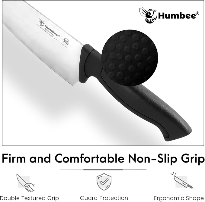8-Inch Chef Knife, NSF Certified Razor-Sharp High Carbon Stainless Steel Blade – Ergonomic Color Coded Handle, Non-Slip Grip Kitchen Knife, DT-10 Series, Black