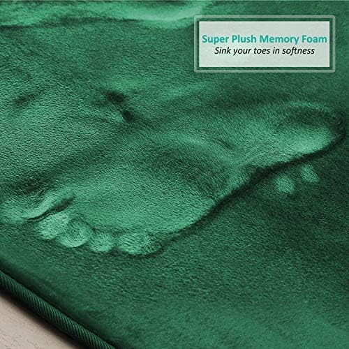Clara Clark 2 Piece Bathroom Rugs, Velvet Memory Foam Bath Mat Set, Non-Slip Bath Rugs, Machine Wash, Dries Quickly, Ultra Soft Plush Bath Mats for Bathroom, 20 x 32 + Contour, Hunter Green
