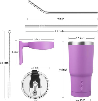 BJPKPK Tumbler With Handle 20oz Stainless Steel Insulated Tumbler With Lid And Straw For Water Or Ice Coffee,Lavender