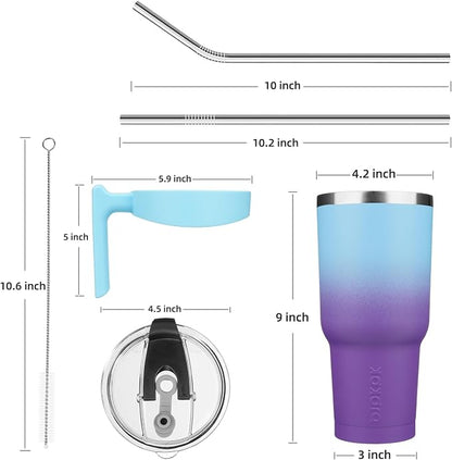 BJPKPK 40oz Tumbler With Handle Stainless Steel Insulated Tumbler Cups With Lid And Straw,Ocean Dream