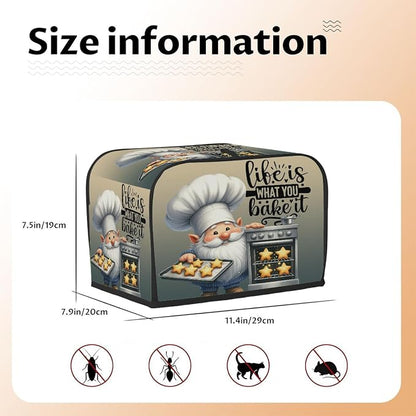 Toaster Cover 2 Slice Wide Slot Cute Gnome BiscuitBread Toaster Oven Dustproof Cover Small Appliance Kitchen Covers Dust and Fingerprint Protection for Women Gift 2 Slice