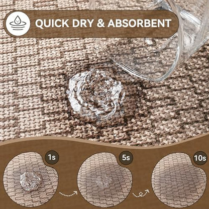 YDKGL Half Circle Bath Mat, Non Slip Thin Bathroom Rugs, Brown 20x31