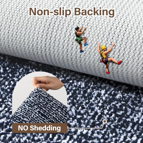 Bathroom Rugs 24x17 Non Slip Washable, Soft Absorbent Bath Mat Dark Blue
