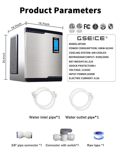 Commercial Ice Maker Machine Head Only, 800lbs/24H ETL Commercial Ice Maker with Self-Cleaning, DOE&CEC Energy-efficient,48 Hours Timer, Stainless Steel Ice Maker for Restaurant Bar Cafe Hotel