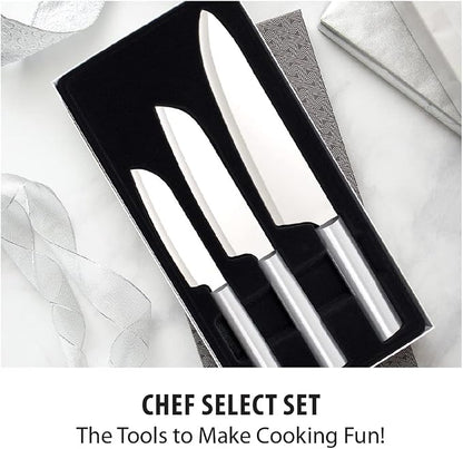 Rada Cutlery Chef Select Gift Set (S57), 3-Piece Knife Set with Quick Edge Sharpener (R119), Stainless Steel Blades, Silver Handle