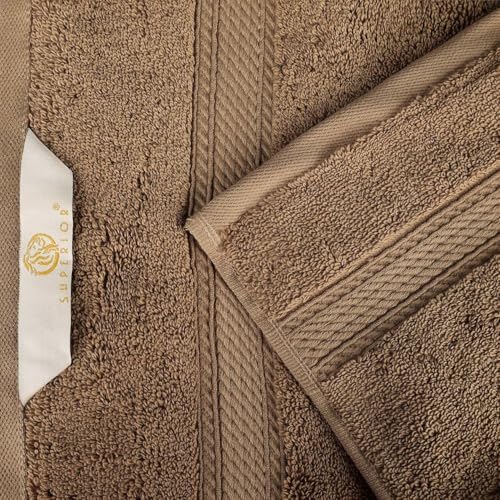 SUPERIOR Egyptian Cotton Pile Heavyweight Bath Sheet, 2 Piece Set, Latte