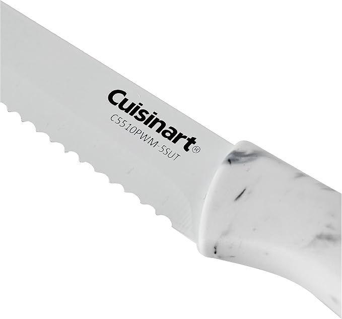 Cuisinart C55-10PWM Ceramic Coated Knife Set with Blade Guard Sheaths (10- Piece Set) in Faux Marble