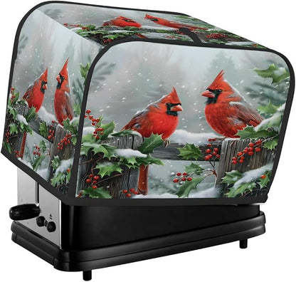 Cardinal Toaster Cover 4 Slice Wide Slot Washable Toaster Covers | Winter Tree Dust and Fingerprint Protection Bread Maker Covers for Kitchen Accessories Decor Bakeware Women Gift