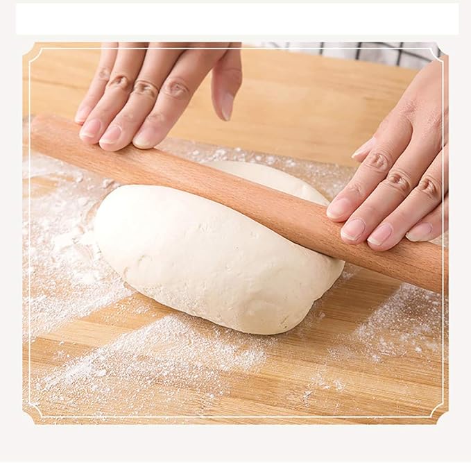 2 Pcs Solid Wood Rolling Pin Hand Dumpling Rolling Pin Wooden Pizza Roll Pin Dough Roller Baking Tool