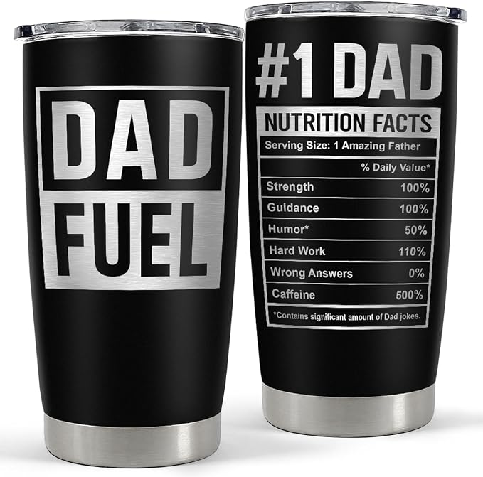 SANDJEST Dad Tumbler 20oz, Dad Fuel Cup Stainless Steel Insulated Tumblers, Coffee Mug Cups for Best Dads from Daughter Son, Gifts for Birthday Christmas Fathers Day