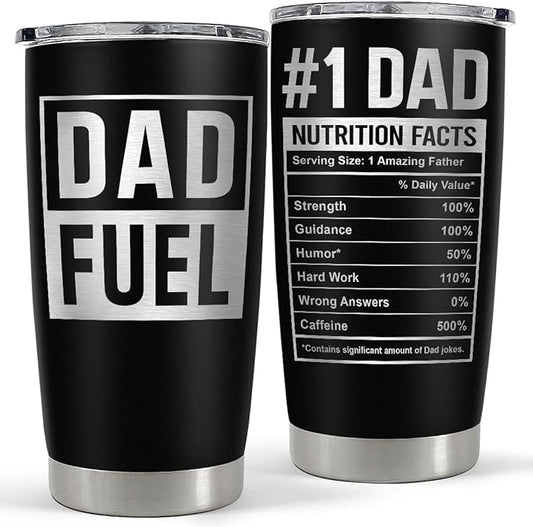 SANDJEST Dad Tumbler 20oz, Dad Fuel Cup Stainless Steel Insulated Tumblers, Coffee Mug Cups for Best Dads from Daughter Son, Gifts for Birthday Christmas Fathers Day