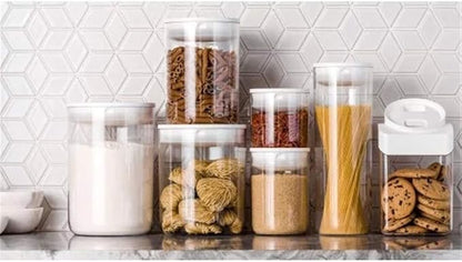 Click Clack Pantry Spaghetti Canister, 2-1/2-Quart, White Lid