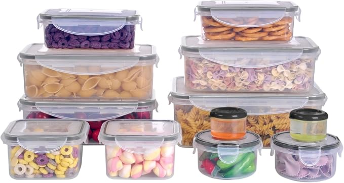 MTR 24PC Value Pack Storage Containers BPA Free Kitchen Storage Dishwasher Safe Microwave Safe Freezer Safe Airtight Silicone Containers Leakproof & Reusable (24)