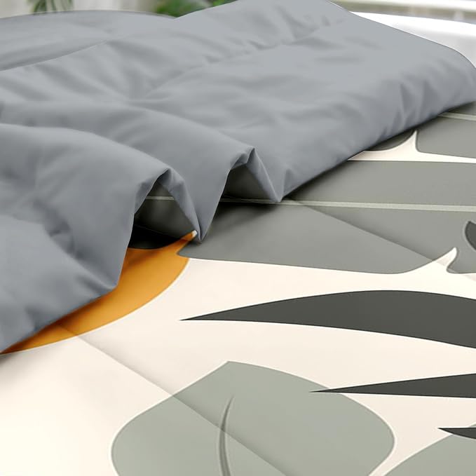 Pamnest Comforter Set Full Size, Tropical Leaves Flower 7 Pcs Bedding for Kids and Adults, Vintage Floral Bed Sheet Sets with Fitted Sheet 2 Pillowcase & 2 Sham for Bedroom Bed Decor