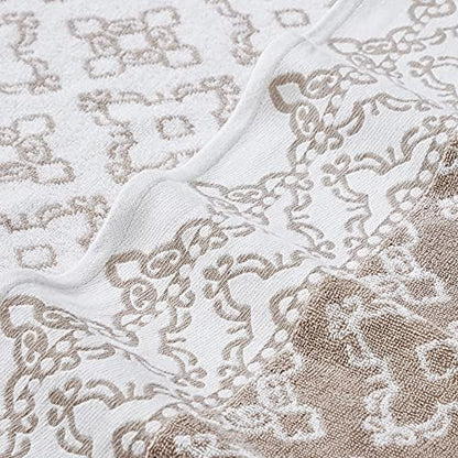 Modern Threads Charlize 6-Piece 100% Cotton Towel Set – Reversible Yarn Dyed Jacquard & Solid – Includes 2 Bath Towels, 2 Hand Towels, 2 Washcloths – Absorbent, Quick Dry, Soft & Durable – Fawn
