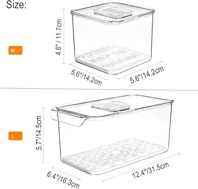 iPEGTOP Fridge Produce Saver Food Storage Bin Containers, Stackable Refrigerator Freezer Organizer Fresh Keeper Container with Vented Lids, 3 Pack
