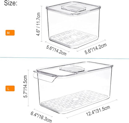 iPEGTOP Fridge Produce Saver Food Storage Bin Containers, Stackable Refrigerator Freezer Organizer Fresh Keeper Container with Vented Lids, 3 Pack
