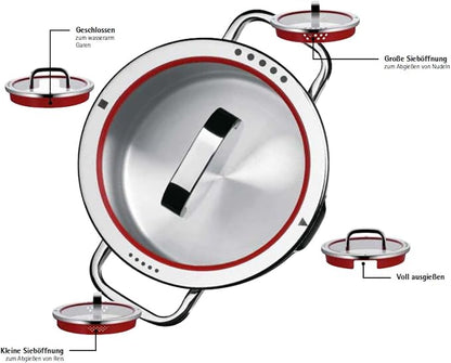 WMF 20cm Casserole, 3.4L, Brushed Stainless Steel, Suitable for All Stove Tops, Including Induction, Dishwasher-Safe, With Lid