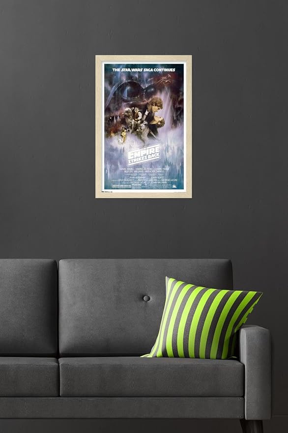 Star Wars: The Empire Strikes Back - The Saga Continues One Sheet Wall Poster, 22.4L" x 14.7W", Blonde Framed Version