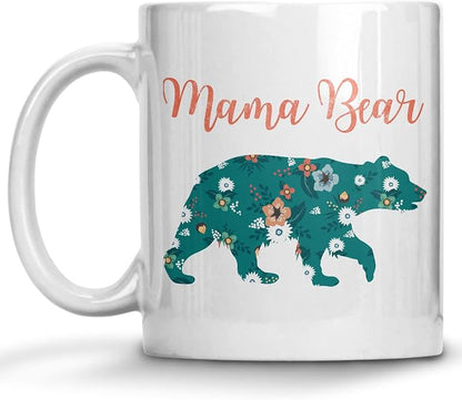 Vintage Floral Mama Bear Coffee Mug, Mother's Day Gifts, Gifts For Mom From Daughter Son, Mama Bear Floral Mugs, Floral Mom Graphic, Mothers Day Cozy Novelty Tea Cup