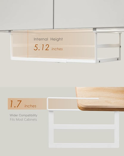 Under Shelf Storage Basket, 2-Pack Under Cabinet Shelf Organizer | Expandable Hanging Basket Holds 35 lbs Add-On Kitchen Pantry Cupboard Counter Laundry 10.04-16.81" W x 7.2" D x 5.12"H